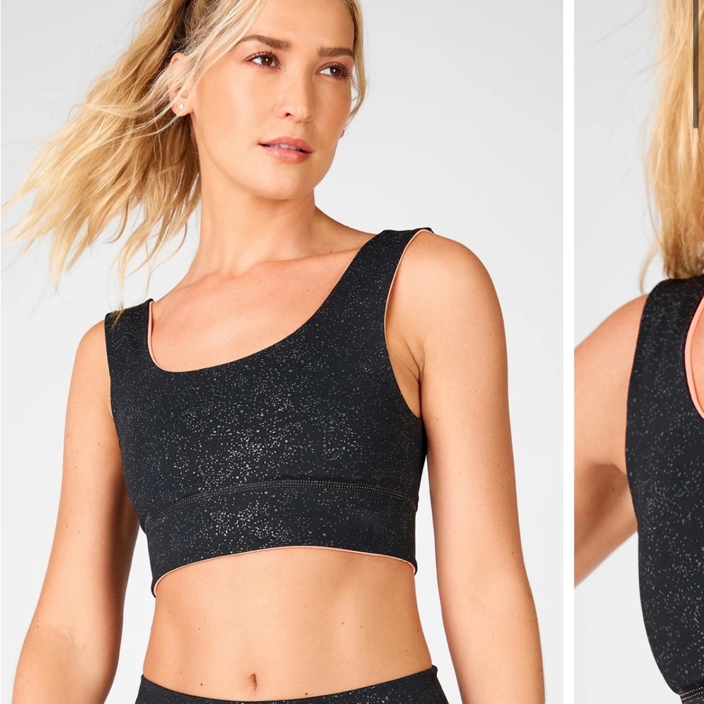 Harlow Reversible Medium Impact Sports Bra Fabletics Coral and Black